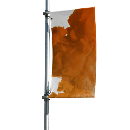 street banner flag single orange flags