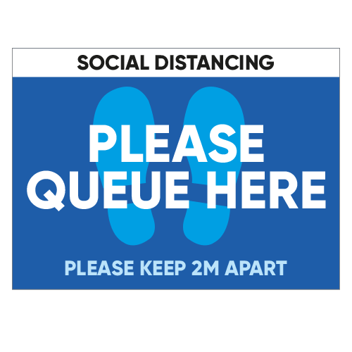 Please queue here rectangle floor sticker